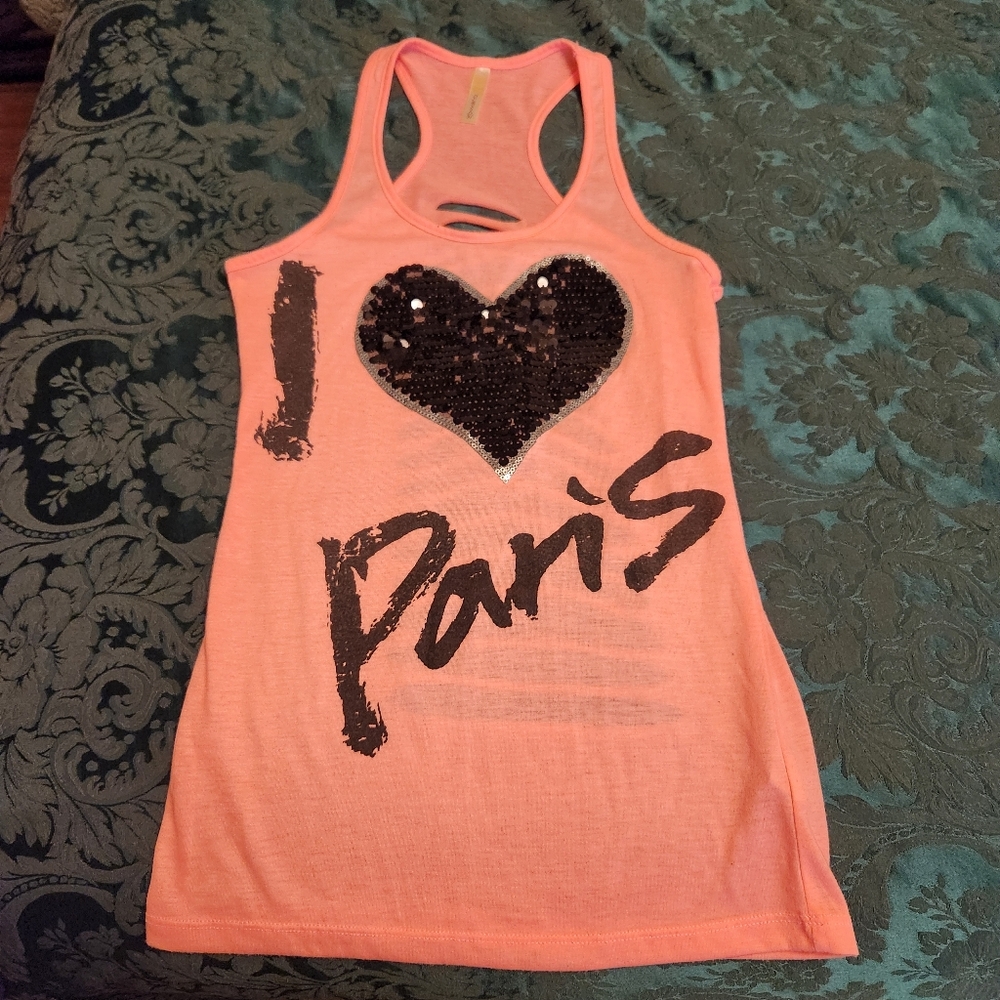 Pink 'I Love Paris' Tank Top